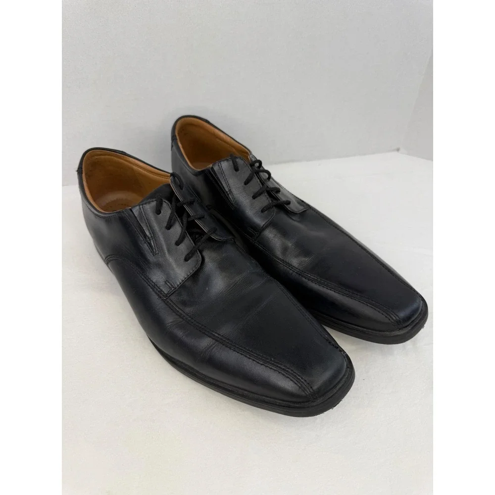 Clarks Collection Mens Black Leather Bicycle Toe Oxford Dress‎ Shoes Size 15 M